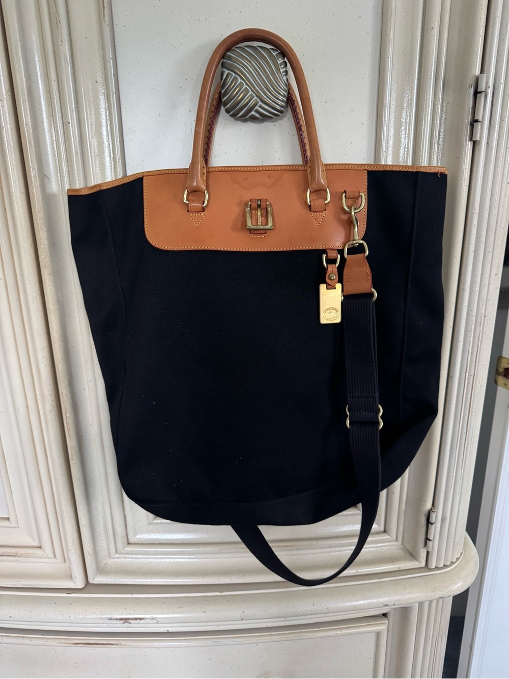 Dooney & Bourke Gold Plaque Leather-Trim Charm
